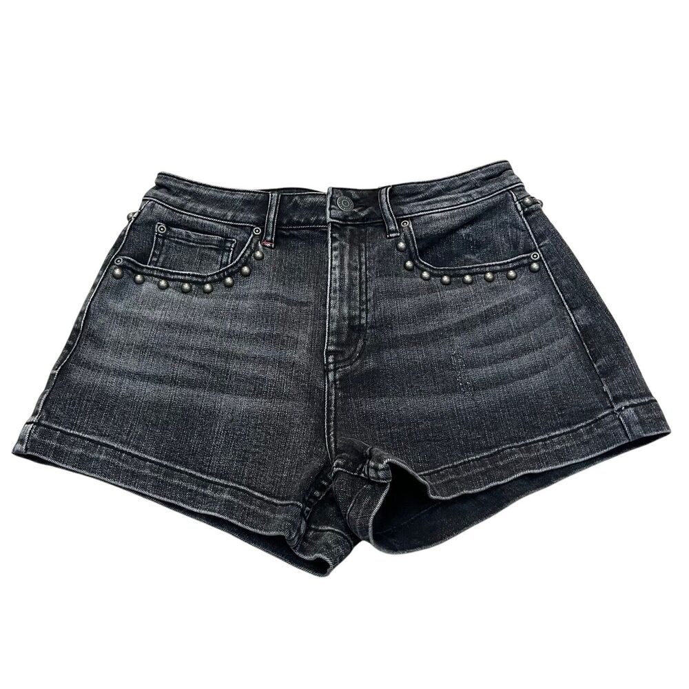 Idyllwind Black Washed Denim Jean Shorts with Stud Detail